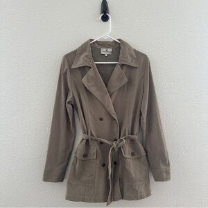 Carla Ferroni Tan Corduroy Trench Coat - Quiet Luxury Preppy Chic - EU 46